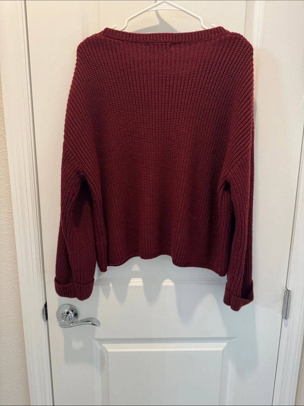 Croft & Barrow Burgundy Ribbed Crewneck Sweater with Pocket